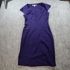 Diane von Furstenberg Navy Sheath Midi Dress Womens 6 Cap Sleeve